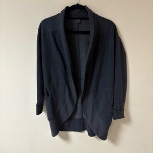 Eddie Bauer Camp Fleece Open Front Cardigan Jacket Blue Small